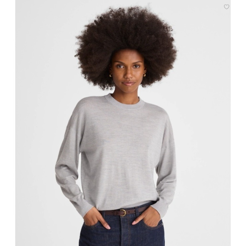 Madewell Sweater Womens Medium Grey Drop Shoulder Merino Wool Crew Neck NY911